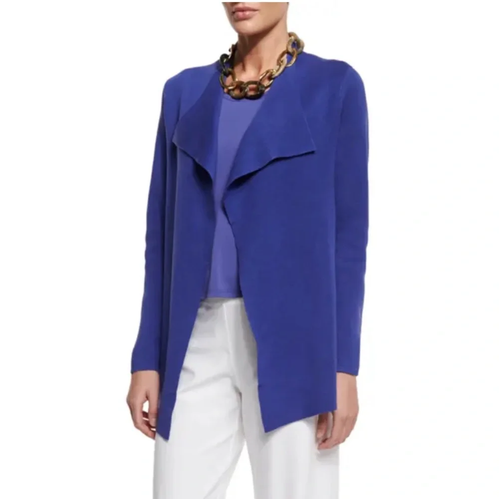 Eileen Fisher Iris Open Interlock Silk/Cotton Cardigan | 1X